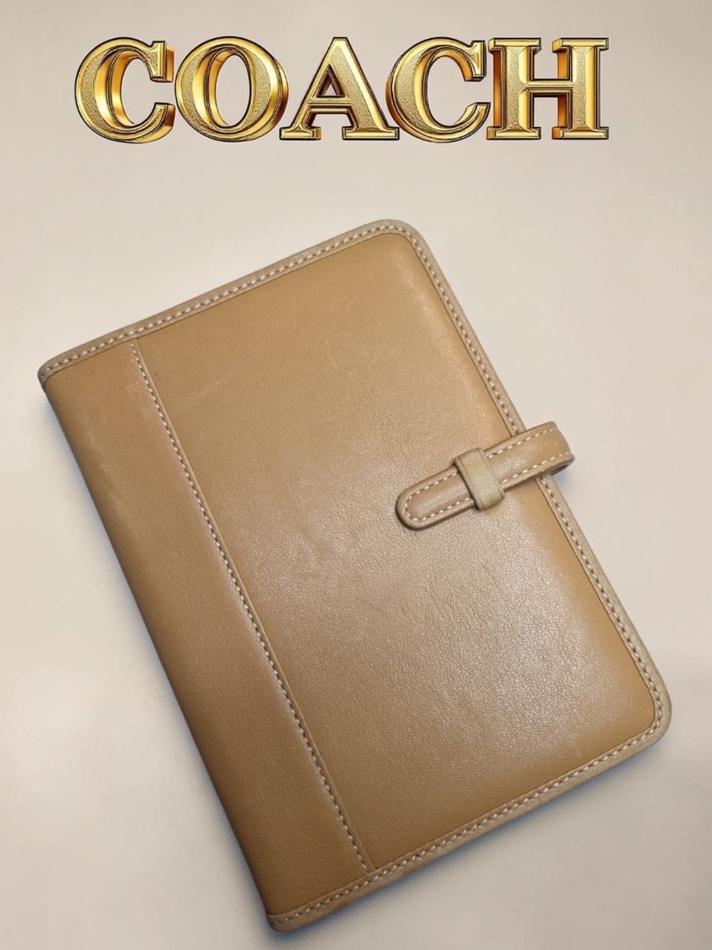 COACH Tan Leather Vintage Organizer/Agenda Planner EUC